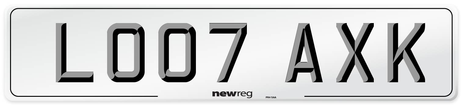 LO07 AXK Number Plate from New Reg
